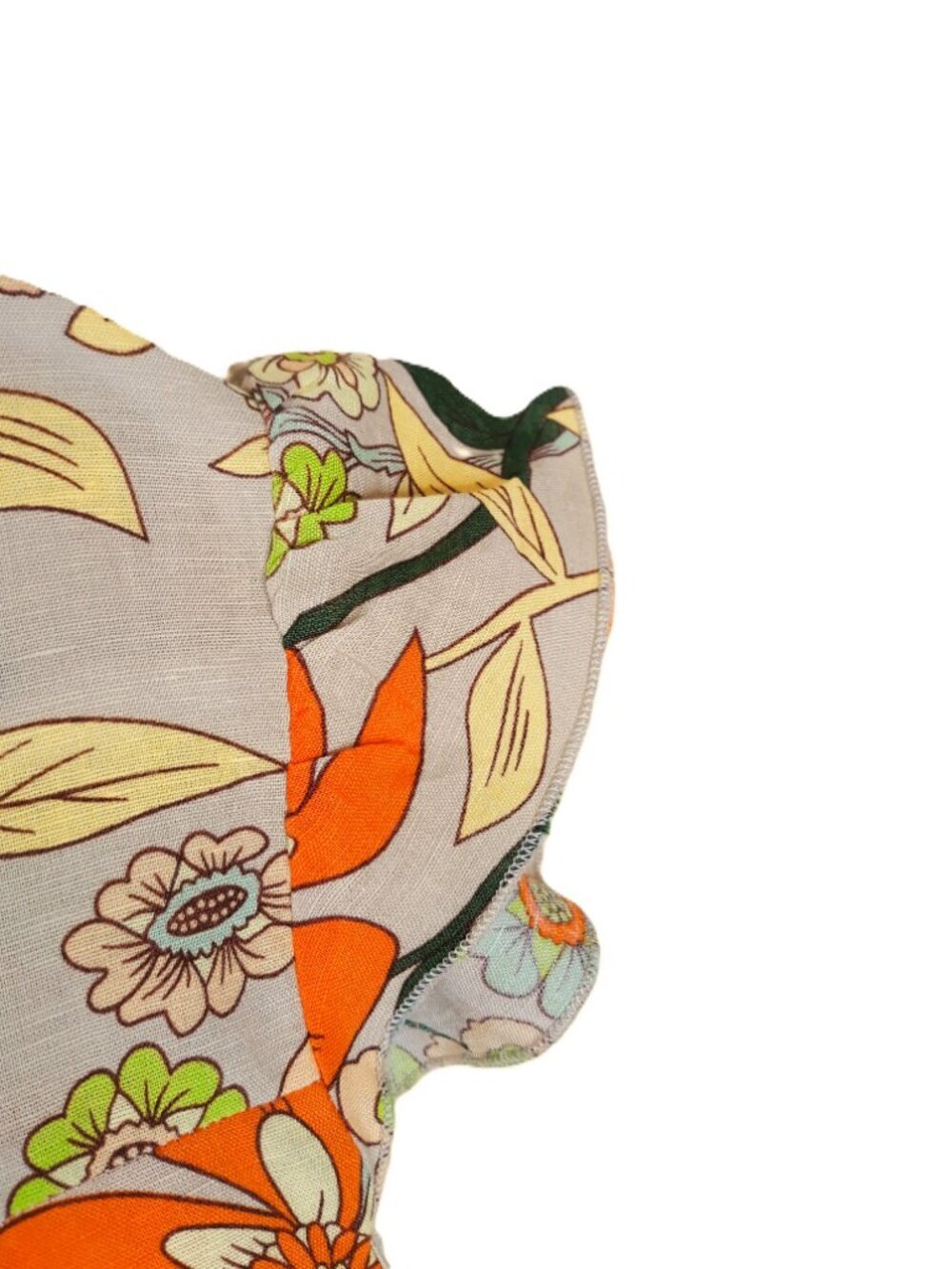 Boho Floral Linen Blend Top Orange Tropical - Picture 3 of 9